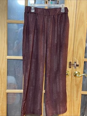 185. Wide-Leg Satin Pants in Deep Burgundy
